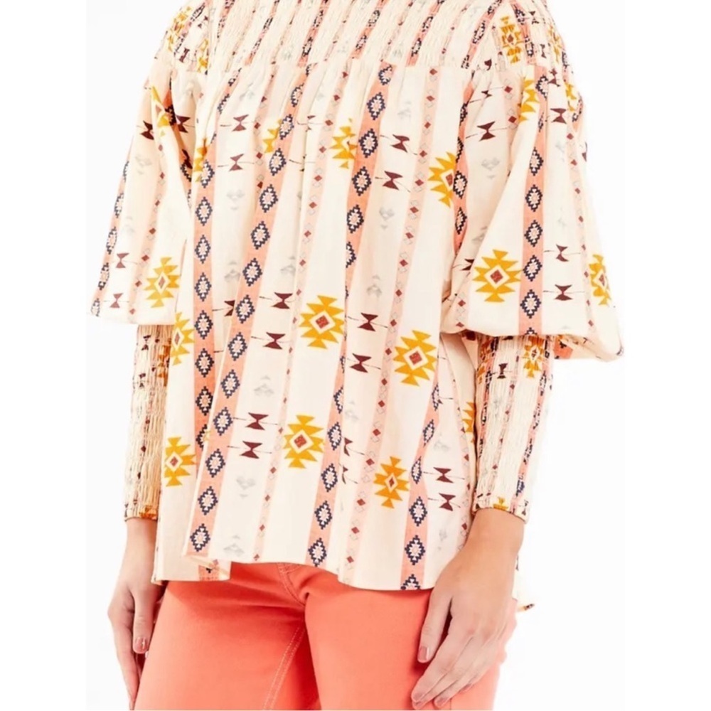 NWT!! Never Fully Dressed - BRIDGET MIX PRINT BISHOP SLEEVE COTTON TOP IN MULTI